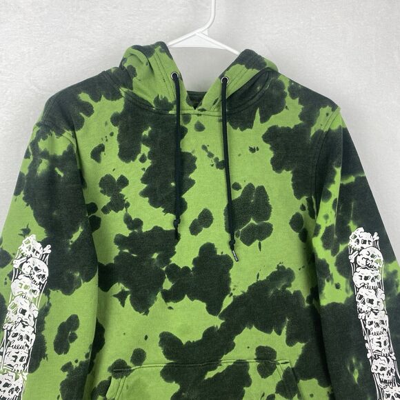 Lurking Class Skull Graphic Sweater Adult Small Green Tie Dye Hoodie Sweatshirt - Picture 3 of 11